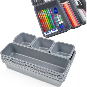 Organisateur de tiroirs,gris clair,organisateur de tiroir,organisateur de maquillage,organisateur de tiroir,armoire de salle de bain,bo&icirc;te de rangement - Neuf