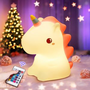 Veilleuse Pour Enfant - 16 Couleurs - Intensit&eacute; Variable - Rechargeable Par Usb - Cadeau Pour Fille - D&eacute;coration Kawaii - Licorne - Lampe De Nuit Pour Chambre D'Enfant - D&eacute;coration Pour Chambre - Neuf