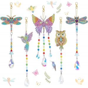 Ayuhr-Diamond Painting Portes-Clés, 5pcs 5d Diy Peinture Diamant Portes-Clés Pendentif, Papillon Diamond Art Keychain Pendentif Pour Sac À Dos Sac À Main Décoration, Cadeau De Garçon Filles - Neuf