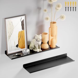 Cauc-Etagere Murale Metal 2 Pi&egrave;ces, &Eacute;tag&egrave;re Flottante Longueur 40 Cm, Etagere Livre Murale Noir, Supporte 10 Kg, Support Vinyle Mural, Etagere Murale Industrielle Pour Cadre Photos, D&eacute;corations - Neuf