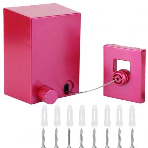 HJLIAN Etendoir a linge mural retractable pour l'interieur, ideal pour le balcon d'un hotel ou d'une maison, rose rouge - Neuf