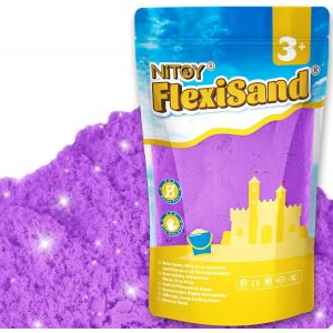 MDY-FlexiSand Sable de jeu, 1 kg, ne sèche jamais - Pour enfants de 3 ans et plus - Recharge en vrac pour jouets sensoriels - Idéal pour façonner, presser et mouler - Violet - Neuf