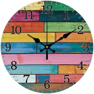 FCHHK-Horloge Murale Ronde Silencieuse à Motif Arc en Ciel de 12(5) cm à Piles Décorative pour Bureau Maison Salon Chambre Salle de Bain Cuisine - Neuf