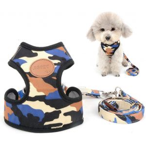Eryi-Petit Harnais Pour Chien Camouflage Réglable Sans Traction Doux Maille Matelassée Harnais Pour Chihuahua Marche - Neuf