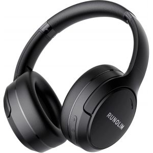 lbgwp60-Casque Bluetooth Sans Fil Reducteur De Bruit, Casque Bluetooth Sans Fil Avec Microphone, 65 Heures D'Autonomie, Pliable, Audio Hifi, Basses Profondes - Neuf