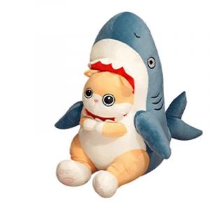 Oreiller en peluche en forme de requin, drôle et mignon, sculpture de requin, poupée, sculpture de sable, cadeau-chat requin - Neuf
