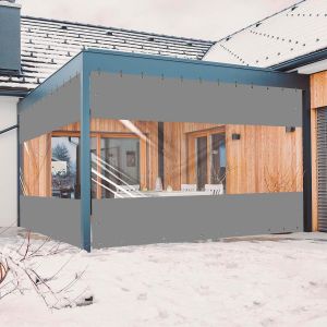 ChenQuanSarl-2.25X3M Bâche Transparente Imperméable Avec ?illets, 0.45Mm Bache De Protection Exterieur, 450G/M² Bache Etanche Au Vent Pluie Pour Pergola, Terrasse (Hauteur X Largeur, Gris) - Neuf