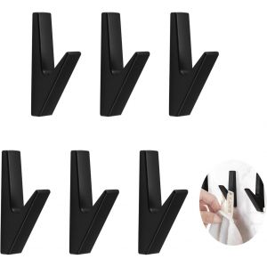 Meimie-6pcs Patere Murale Salle De Bain,Porte Manteau Mural,Crochet Salle De Bain,Pour Cuisine,Crochet Salle De Bain,Bureau,Placard,Aluminium,Capacité De Charge Jusqu'à 20 Kg - Noir - Neuf