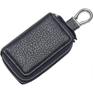 Pochette Porte-Clé en Cuir Vintage Sac à Clé pour Hommes,Clé de Voiture Étui en Cuir,Portable Porte-clés Étui Organisateur de Clés avec Fermeture à Glissière Porte-Clés Porte-Monnaie Pochette.[D53] - Neuf