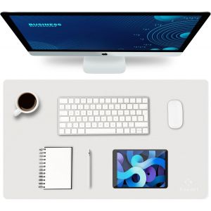 NSIECD-Tapis de Bureau, Tapis Bureau, Tapis Bureau Sous Main 35cm x 60cm, Tapis de Portable, Sous Main Bureau pour Bureau et Maison, Double Face (Blanc) - Neuf