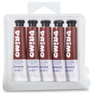 Primo Pack 5 Tubes Aluminium 12ml Peinture Gouache Sienne Brul&eacute; 730 - Neuf