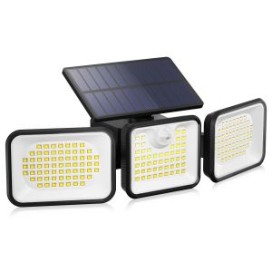 Lampe Solaire Exterieur, 180 Led Lumiere Solaire Exterieur D&eacute;tecteur De Mouvement, 3 Modes Projecteur Led Angle D'&eacute;clairage 270 &deg; Ip65 &Eacute;tanche &Eacute;clairage Mural D'ext&eacute;rieur - Neuf