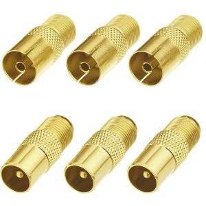 6 Pièces Coupleur Coaxial D'antenne TV de Type F,Prise de Connecteur à vis de Type F vers Adaptateur D'antenne Coaxiale RF (Type F Femelle-TV Mâle/Femelle) - Neuf