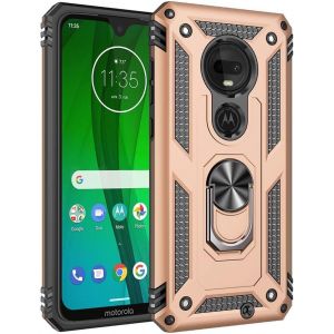 Kal-Coque Pour Motorola Moto G7 Plus/G7, [Antichoc Armor] Double Couche Hybride Ultra Armure Housse Étui De Protection Anti-Choc Bumper Cover Avec Stand,+ Protecteur D'écran,Or - Neuf