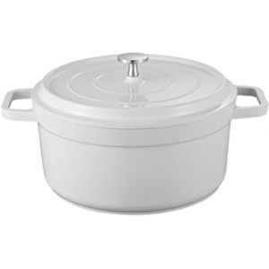 Kalanka-Casserole En Céramique Émaillée En Fonte D'aluminium - Passe Au Four - Poêle Antiadhésive - Nettoyage Facile - Casserole Avec Couvercle - Pour Tous Les Types De Plaques De Cuisson (Blanc, 2,7 - Neuf