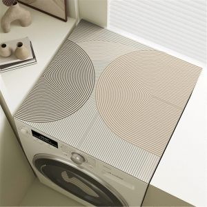 Housse de machine a laver antiderapante beige nordique 40x50cm cercle - Neuf