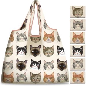 SJZG-6 Pcs Sac Courses Reutilisable Dollar De Sable Cabas De Courses Lavables Pliable Eco Grand - Neuf