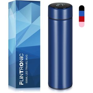 Tzf-Flintronic Bouteille Isotherme En Acier Inoxydable 500ml, Tasse De Voyage Pour Eau Chaude Avec Indicateur De Temp&eacute;rature &Agrave; Ecran Led, Bouteille Intelligente Pour Tasse Etanche (Sans Filtre) - Neuf