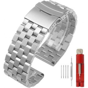 Kal-Kaitian Premium Matte 5 Series Montre - Bracelet Double Verrouillage En Acier Inoxydable Bracelet En M&eacute;tal De Remplacement Femmes Hommes 18mm 20mm 22mm 24mm 26mm Noir Argent Bleu Bracelet - Neuf