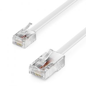 10m Câble Téléphonique RJ11 vers RJ45 Câble Modulaire Câble Plat Prise RJ11 vers Prise Réseau RJ45 Prise Téléphonique Modem Routeur Fax ISDN DSL VDSL Internet Blanc - Neuf
