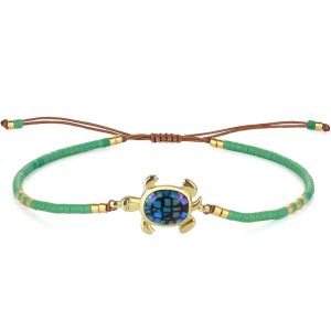 Kal-Bracelet De Perlé Abalone Shell Bracelet De Miyuki Avec Pendentif Tortue Réglable Bracelets D'amitié Bijoux - Neuf
