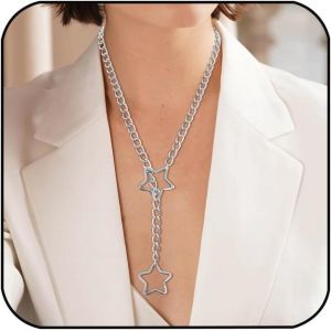 Kales-Collier Ras Du Cou À Maillons Pour Femme Collier En Forme De Etoile Slip Punk Rock Gothique Réglable Collier En Forme De Y Collier À Chaîne Gourmette Pour Femmes - Neuf