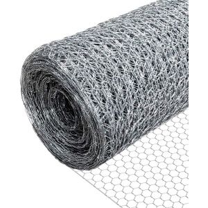 VornixorSarlshopGrillage a Poule renforc&eacute;e 1x25m Maille 13mm Hexagonal Triple Torsion Cl&ocirc;ture R&eacute;sistant Poulailler Jardin Grillage pour &Eacute;levage Volaille Galvanise - Neuf