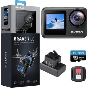 SUBZONAL-Brave 7 Le Cam&eacute;ra Sport avec Carte M&eacute;moire U3 de 128 Go, Action Cam 30FPS 20MP WiFi, Cam&eacute;ra de Plong&eacute;e 40M avec &Eacute;cran Tactile IPX7, Camera Sport 4k Stabilisateur EIS 2.0 avec Double &Eacute;cran - Neuf