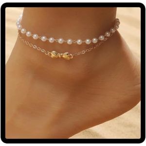 Kal-Beach Pearl Cheville Cristal Bracelet Cheville Summer Bow Butterfoot Accessoires Femme Et Fille Bijoux (L'arc) - Neuf