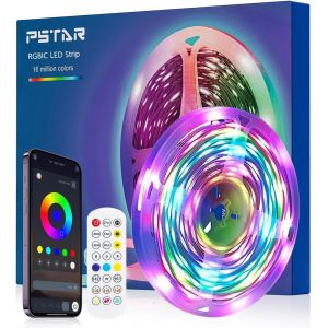 Rgb+Ic Ruban Led 1m Bande Led Strip Avec App Et Télécommand 5v Dimmable Multicolore Bande Lumineuse,Musique Synchroniser,Usb Led Intégré Ic Éclairage Pour Gaming,Tv,Pc,Fête Diy Decor - Neuf