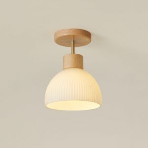 LIUX-Mini Plafonnier,Bois Et Verre Suspension Luminaire Ferme Simple Lampe E27 Luminaires Intérieur Lampe Décorer Lustre Rustique Abat-Jour Pour Chambre,Café Entrée,Vestiaire,D'Enfant - Neuf