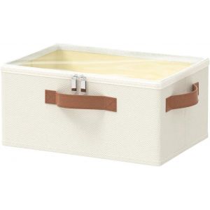 Bo&icirc;te de Rangement avec Couvercle,Cube Pliable,Convient Pour Couettes,Couvertures,38 x 26 x 15 cm,Beige,Paquet de 1 - Neuf