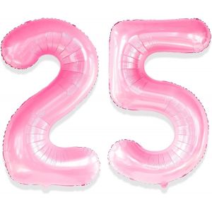 SJZG-Lot De 25 Ballons 52 Ballons Roses En Forme De Chiffre 81.3 Cm,25 Rose 52, Hommes,D&eacute;corations D'Anniversaire De 25 &Agrave; 52 Ans - Neuf