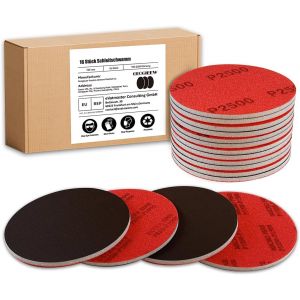 16Pcs Éponge de Ponçage, 125mm Cale a Poncer Kit Grain 180 à 2500, Papier Abrasif Sec et Humide pour Modèle de Construction Sèche, Métal, Bois, Meubles - Neuf