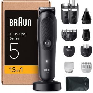 Tondeuse Electrique Tout-En-Un Pour Hommes Series 5 Aio5565 Noir, Etanche, Kit De Rasage 13-En-1 Avec Lame Ultra Aff&ucirc;t&eacute;e, Coffret Avec 8 Sabots Pour Les Cheveux, La Barbe, Le Nez Et Le Corps - Neuf