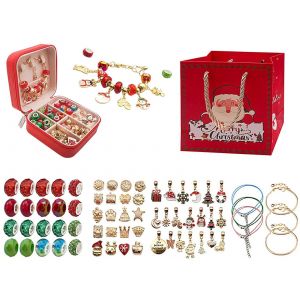 Kit De Bracelet De No&euml;l Avec Perles Et Pendentifs Pour La Cr&eacute;ation De Bijoux. - Neuf