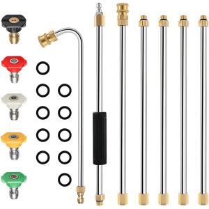 MEVRONISSHOP-Ensemble de rallonges pour nettoyeur haute pression 4 000 psi, outil de nettoyage de goutti&egrave;res, lance avec 5 embouts de buse pour le lavage de voiture et le nettoyage ext&eacute;rieur - Neuf