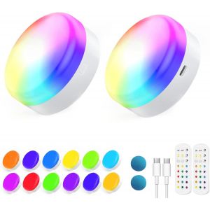 Lot De 2 Ampoules Sans Fil 3000 Mah À Intensité Variable - 12 Rvb + Cct - Changement De Couleur Ampoule Led E26 Non Câblée - Pour Lampe Murale, Lampe De Table[Amp748070] - Neuf