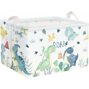 Eryi-Paniers Rangement Adorable Dinosaure Volcan Feuille De Palmier Vert Rectangulaire Boîtes De Rangement Cubique Pour La Chambre Des Enfants, 36x26x23 Cm - Neuf