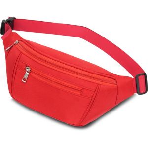 KALANKA-Sac Banane, Sac à la Taille Ceinture de Course Homme Femme Sacoche Banane Etanche Réglable pour Cyclisme Gym Balade Escalade Voyage Randonnée Vacances (Rouge) - Neuf
