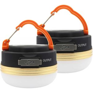 2 Pack Camping Light Lantern Led Lampe Rechargeable Usb &Eacute;tanche 3 Modes Power Bank Tent Lights Pour Camping En Plein Air Randonn&eacute;e Urgence - Neuf