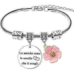 Kal-Friend Bracelet Sisters Jewellry Sisters Ftiends Cadeaux D'anniversaire Pour Soeur Best Friend Charm Bracelet Serpent Réglable Pour Soeur, Taglia Unica, Acier Inoxydable - Neuf