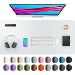 Sous-Main, Tapis De Bureau En Cuir Pu, Tapis De Souris, Protection De Bureau Antidérapante, Bloc-Notes De Bureau Étanche Pour Le Bureau Et La Maison (91X43Cm,Chaux) - Neuf