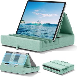 Coussin De Support Pour Tablette, Support Ipad Pliable Pour Lit, Genoux, Bureau - Oreiller Repose Tablette Avec Pochette & Support De Stylet Pour Ipad Pro 12.9 10.5 9.7 Air Mini 6 5 4, Vert - Neuf
