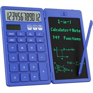 Calculatrice Pliable 2 en 1 avec Tablette d'&eacute;criture LCD effa&ccedil;able,&eacute;cran Large HD 12 Bits,Double Alimentation Solaire Rechargeable,id&eacute;ale pour Les &eacute;tudiants et Le Bureau - Neuf
