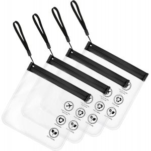 KALANKA-4Pcs Trousse de Toilette Transparente Femme,20x20cm Kit Voyage Avion Cabine Sac &agrave; Liquide 1L Pochette Transparente Voyage,Sac de Voyage Transparent Trousse Femmes & Hommes - Neuf