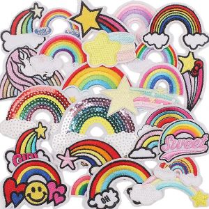 25 Pcs Enfant Arc-en-ciel Coudre sur/Fer sur Patch Applique Vêtements Jeans Couture Fleurs Applique Accessoire Bricolage - Neuf