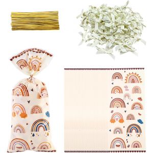 Lot De 50 Sacs À Bonbons Arc-En-Ciel, 50 N?Uds Décoratifs, Sacs À Bonbons, Sacs D'emballage Plats, Sacs Cadeaux, Sacs À Cravate, Sacs Cadeaux De Fête - Neuf