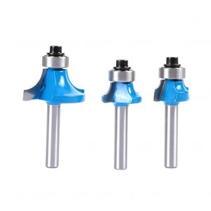 Ensemble de 3 fraises a defoncer a tige de 1/4" en alliage pour le travail du bois - Neuf