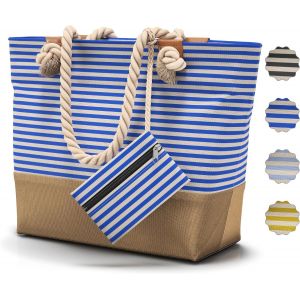 TIANYI-Sac de Plage XL - avec fermeture éclair et 2x poches intérieures (pour maillots de bain mouillés et objets de valeur) | Sac de Voyage femme + homme - Neuf